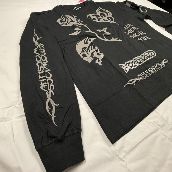 Anti Social Social Club Black Tribal Graphic Long Sleeve T-Shirt Mens XL - Picture 5 of 9